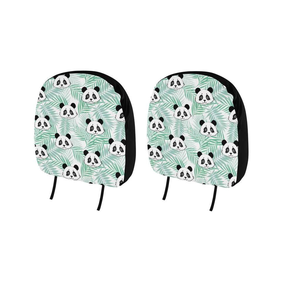 Panda pattern tropical leaves background Car Headrest Cover