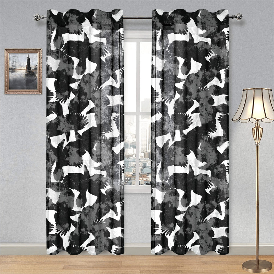 Crow illustration pattern Gauze Curtain