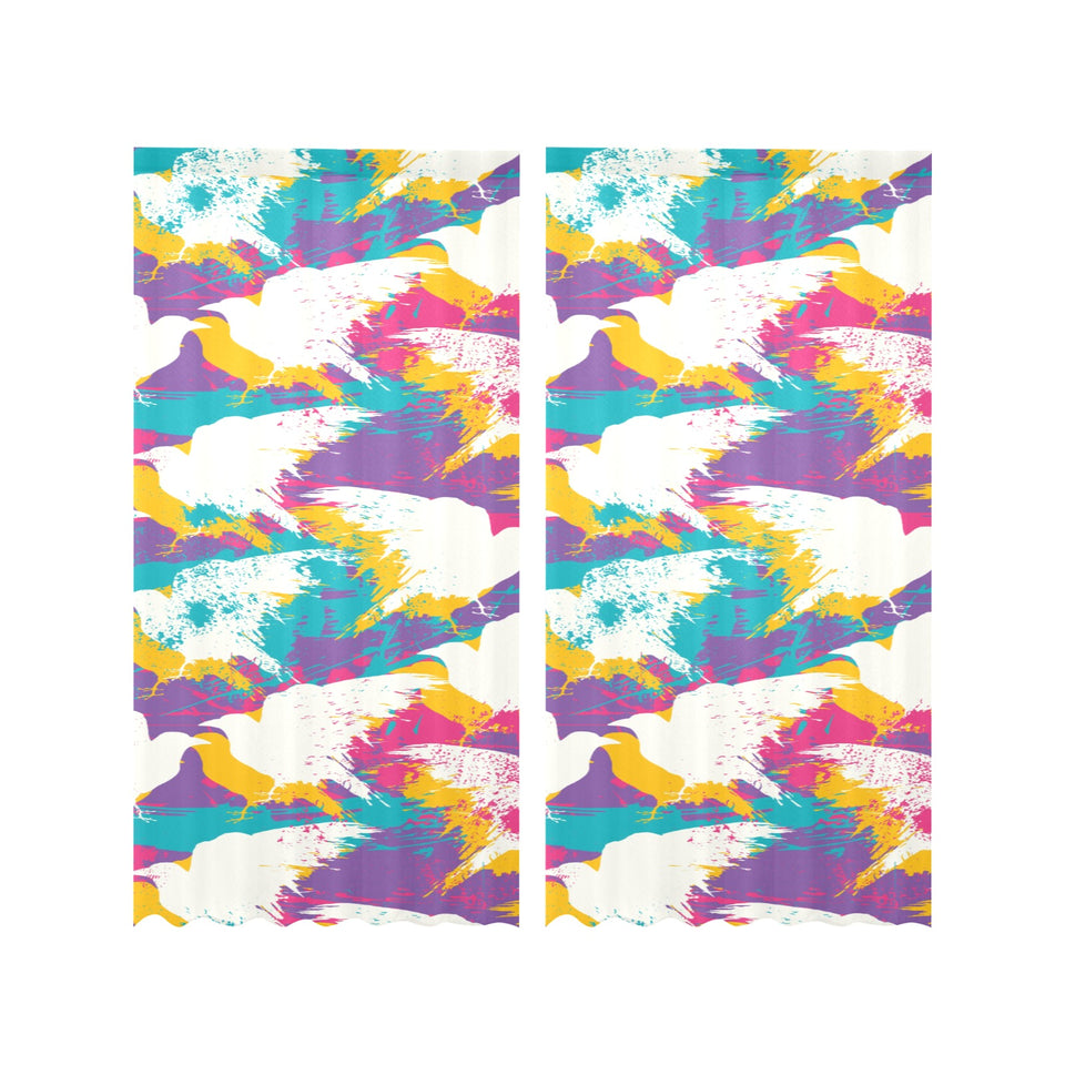 Colorful crow illustration pattern Gauze Curtain