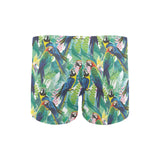 Colorful parrot exotic flower leaves Men's Swimming Trunks