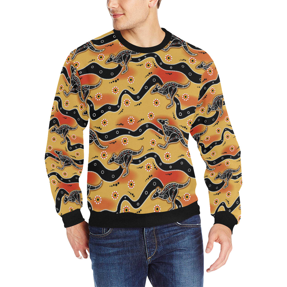 Kangaroo Australian aboriginal art pattern Men's Crew Neck Sweatshirt