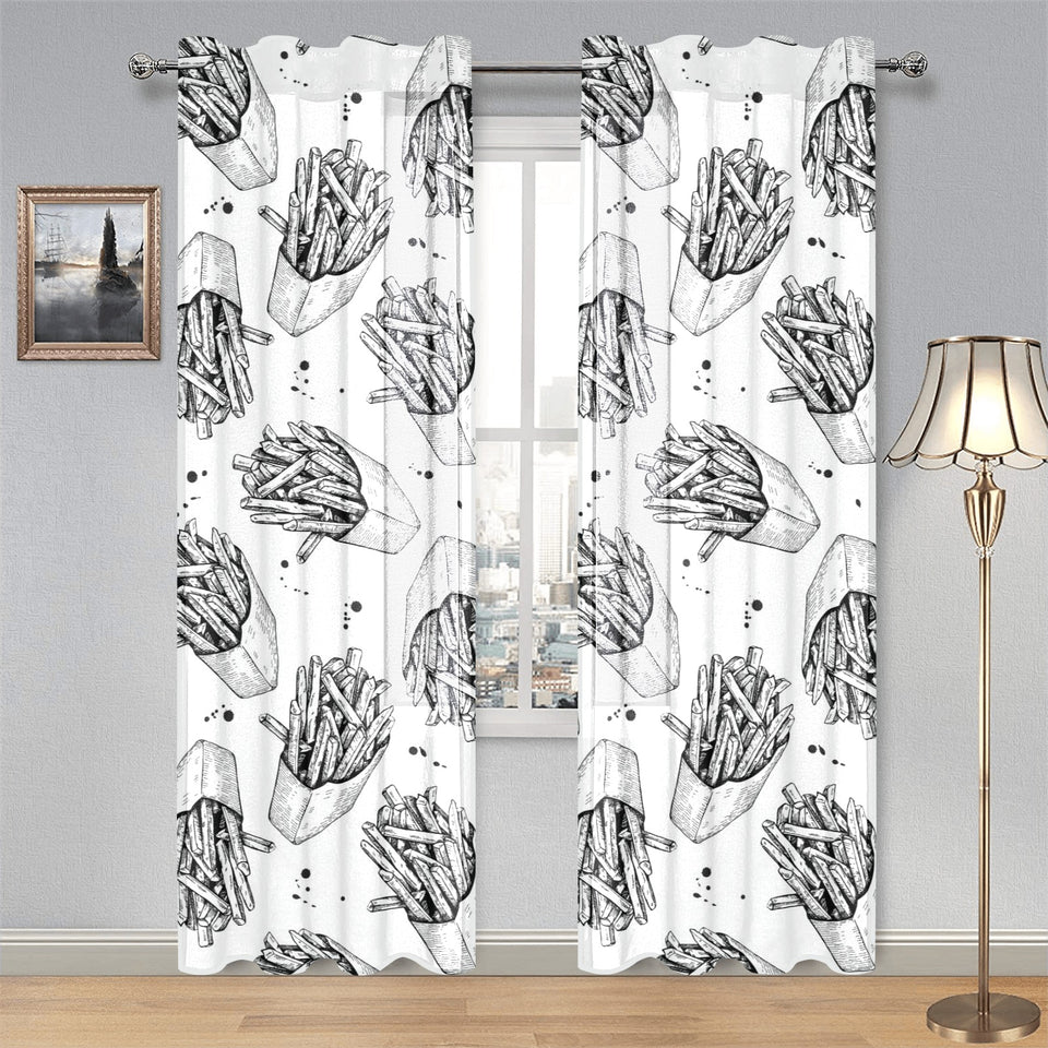 Hand drawn french fries pattern Gauze Curtain