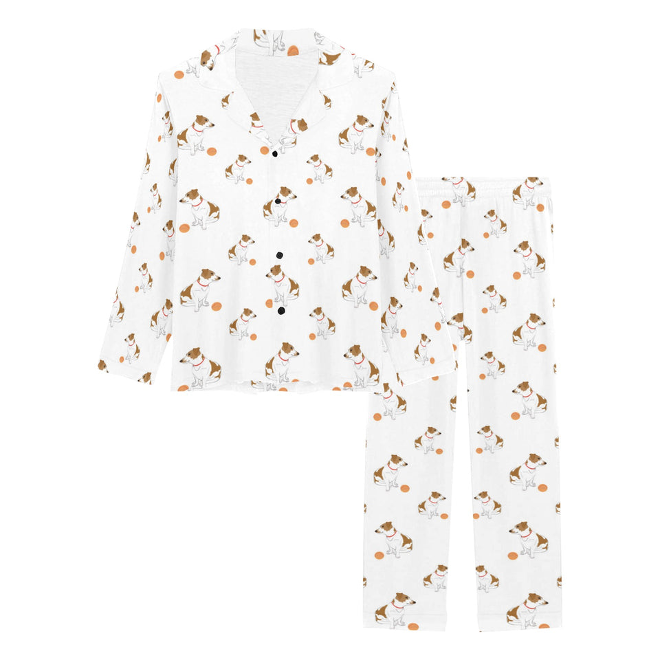Jack Russel Pattern Print Design 05 Women's Long Pajama Set