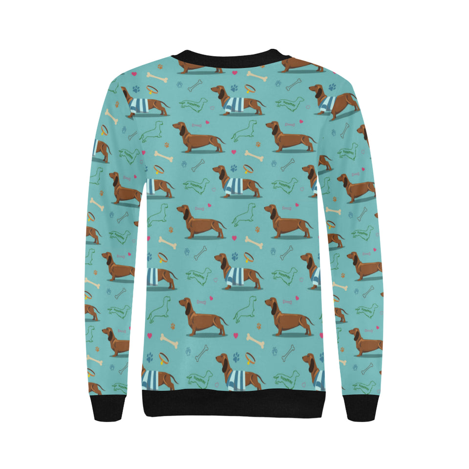 Dachshund decorative background Women's Crew Neck Sweatshirt
