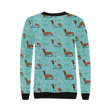 Dachshund decorative background Women's Crew Neck Sweatshirt