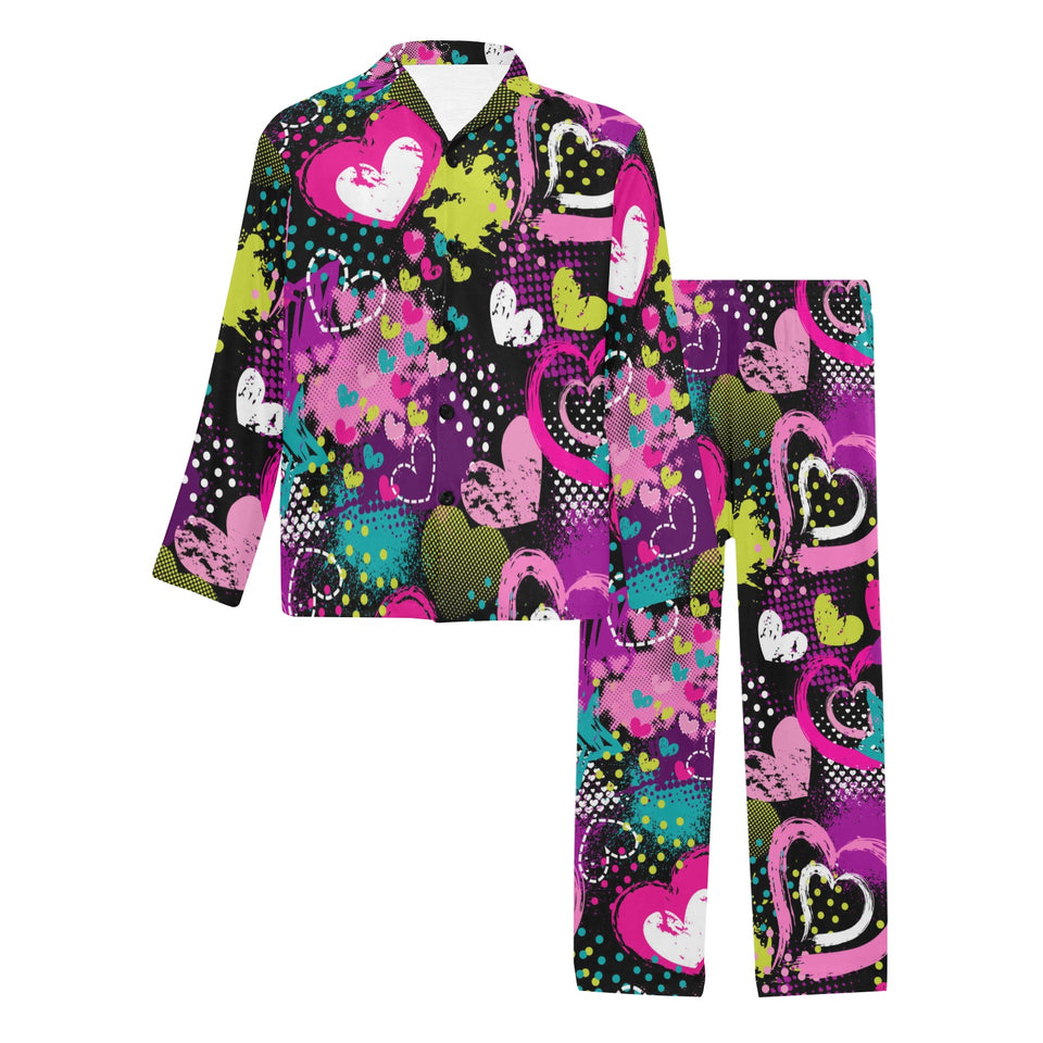 heart dot wave star creative design pattern Men's Long Pajama Set