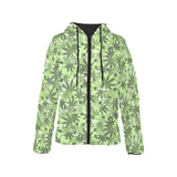 Canabis Marijuana Weed Pattern Print Design 01 Women's Padded Hooded Jacket