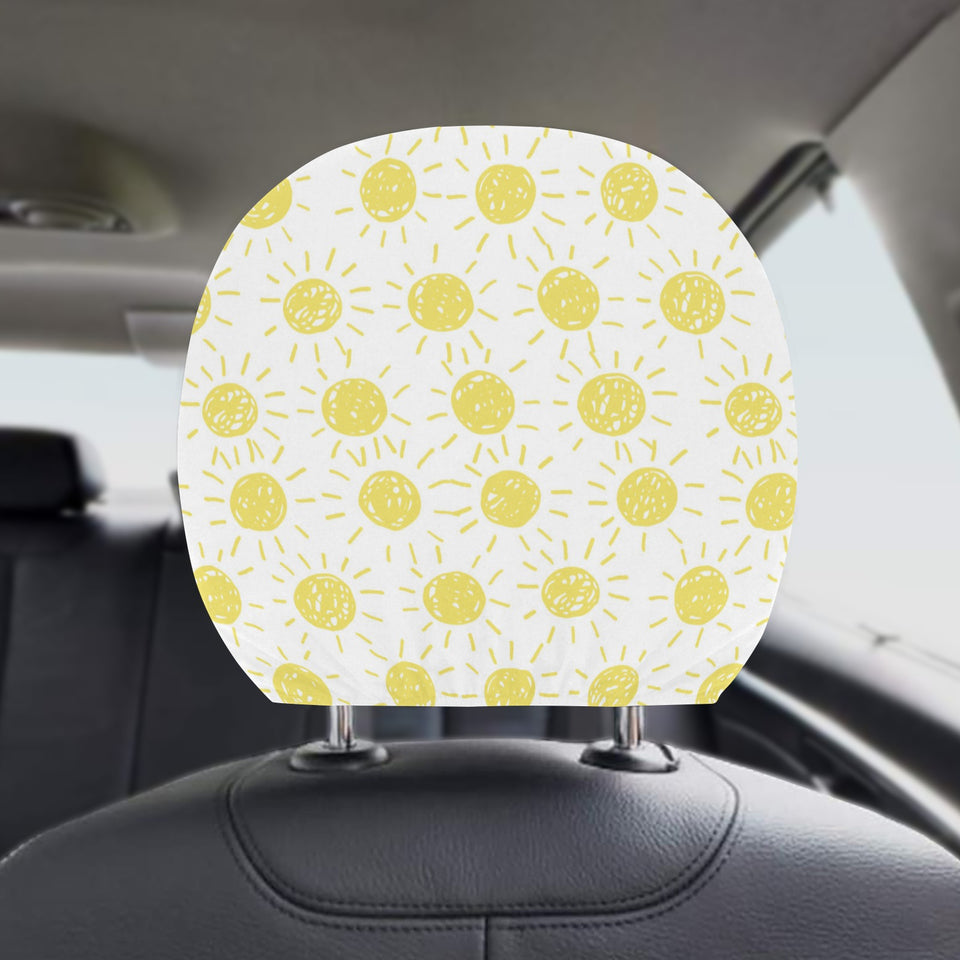 hand drawn sun pattern Car Headrest Cover