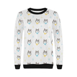 Cute Siberian Husky pattern Women's Crew Neck Sweatshirt