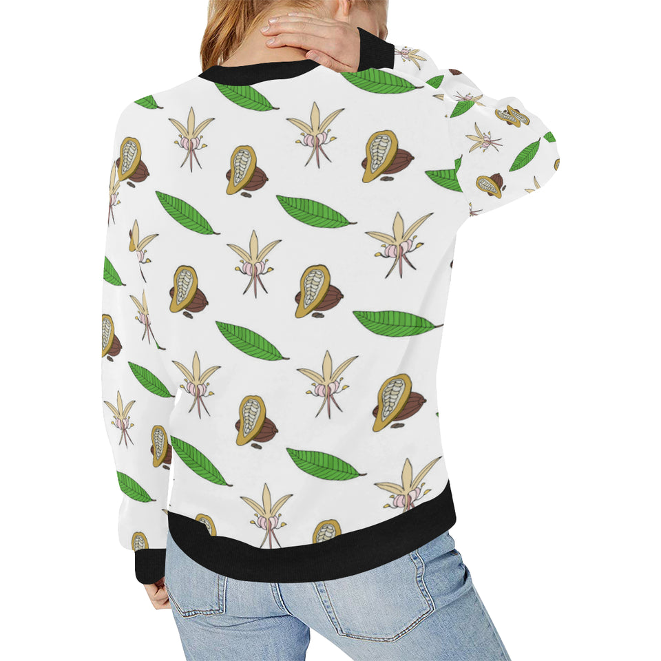 Color hand drawn cacao pattern Women's Crew Neck Sweatshirt