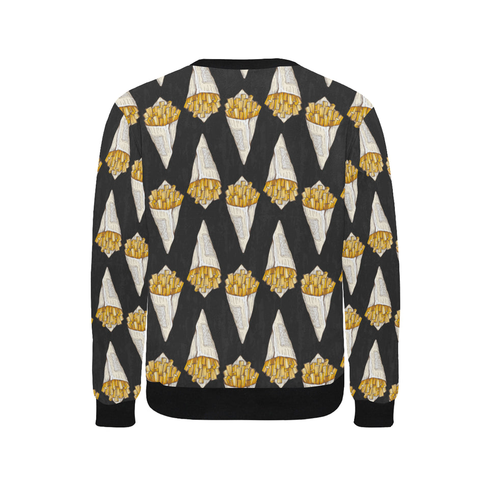 French fries dark background Men's Crew Neck Sweatshirt