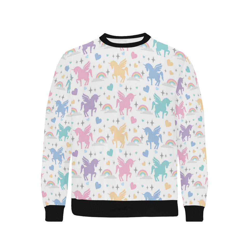colorful unicorn rainbow heart pattern Men's Crew Neck Sweatshirt