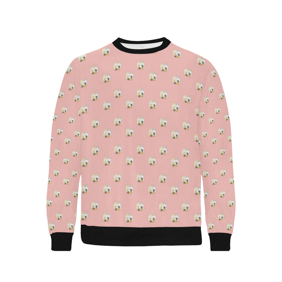 Cute hamster cheese pattern pink background Men's Crew Neck Sweatshirt
