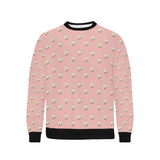Cute hamster cheese pattern pink background Men's Crew Neck Sweatshirt