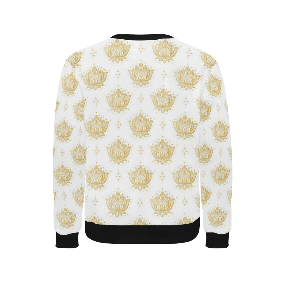 Gold Ornamental lotue waterlily symbol pattern Men's Crew Neck Sweatshirt