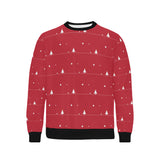 Christmas tree star snow red background Men's Crew Neck Sweatshirt