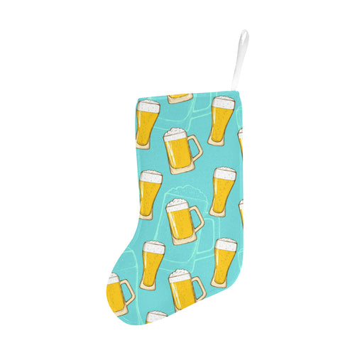 Beer pattern green background Christmas Stocking