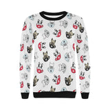 French bulldog cup paw pattern Women's Crew Neck Sweatshirt