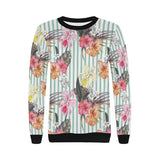 Colorful orchid flower pattern Women's Crew Neck Sweatshirt