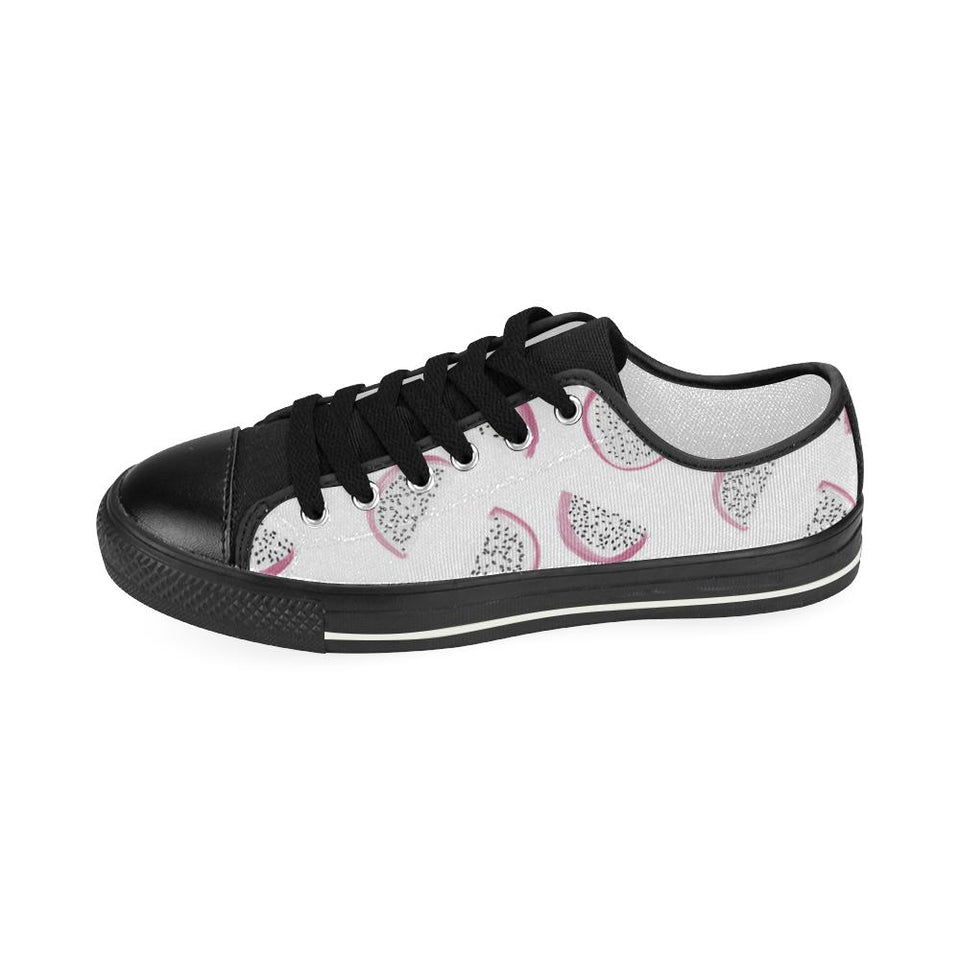 dragon fruit pattern Kids' Boys' Girls' Low Top Canvas Shoes Black