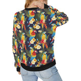 Colorful parrot flower pattern Women's Crew Neck Sweatshirt
