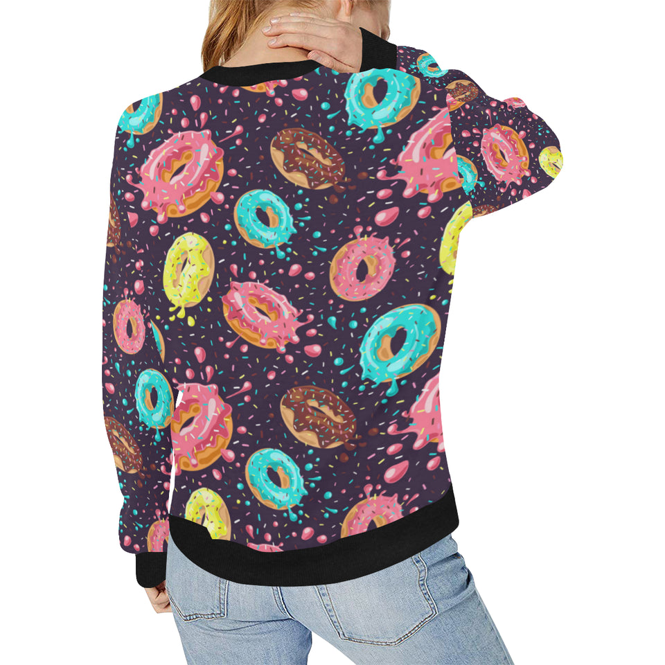 Colorful donut glaze pattern Women's Crew Neck Sweatshirt