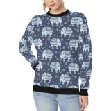 Elephant tribal design pattern Women's Crew Neck Sweatshirt