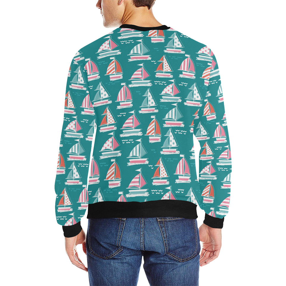 Cute sailboat pattern Men's Crew Neck Sweatshirt