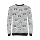 Cute raccoons leaves dot Women's Crew Neck Sweatshirt
