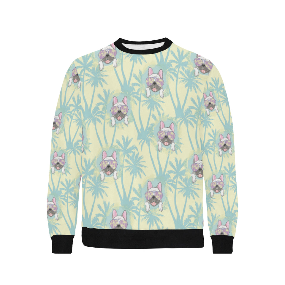French bulldog hawaii blackground Men's Crew Neck Sweatshirt