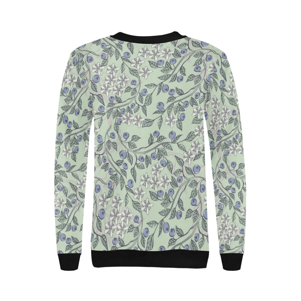 hand drawn blueberry pattern Women's Crew Neck Sweatshirt