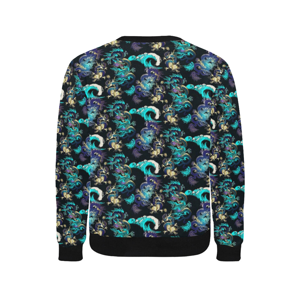 Dragon sea wave pattern Men's Crew Neck Sweatshirt