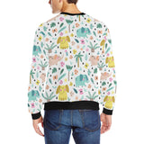 Cute elephants palm tree flower butterfly pattern Men's Crew Neck Sweatshirt