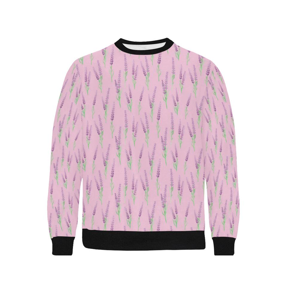 Lavender pattern pink background Men's Crew Neck Sweatshirt