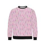 Lavender pattern pink background Men's Crew Neck Sweatshirt