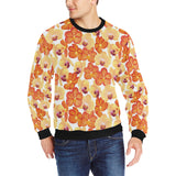 Orange yellow orchid flower pattern background Men's Crew Neck Sweatshirt