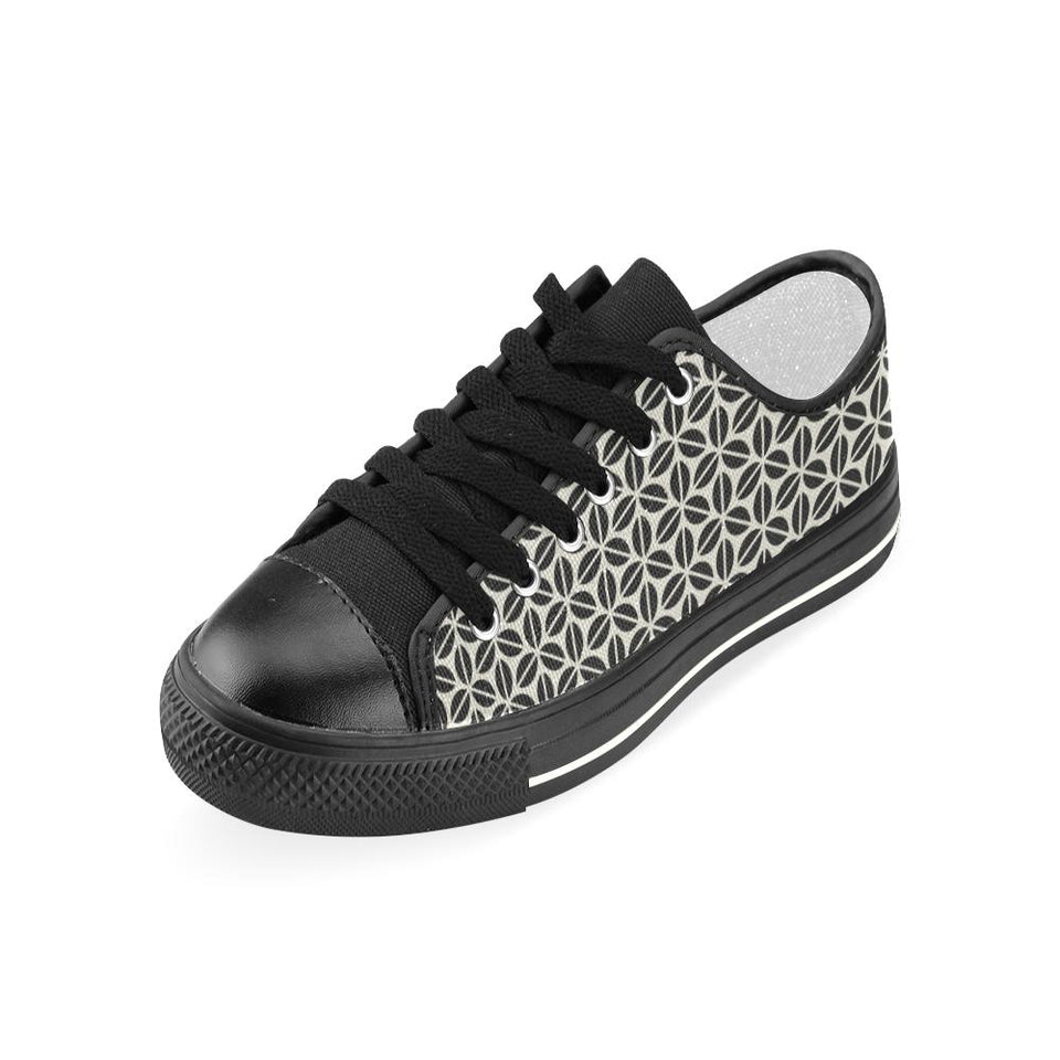 Coffee bean abstract modern pattern Kids' Boys' Girls' Low Top Canvas Shoes Black