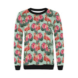 Beautiful flamingo tropical palm leaves hibiscus p Women's Crew Neck Sweatshirt