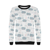 cute rhino heart pattern Women's Crew Neck Sweatshirt