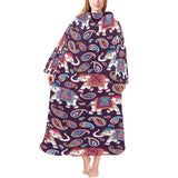Elephant indian style ornament pattern Blanket Robe with Sleeves