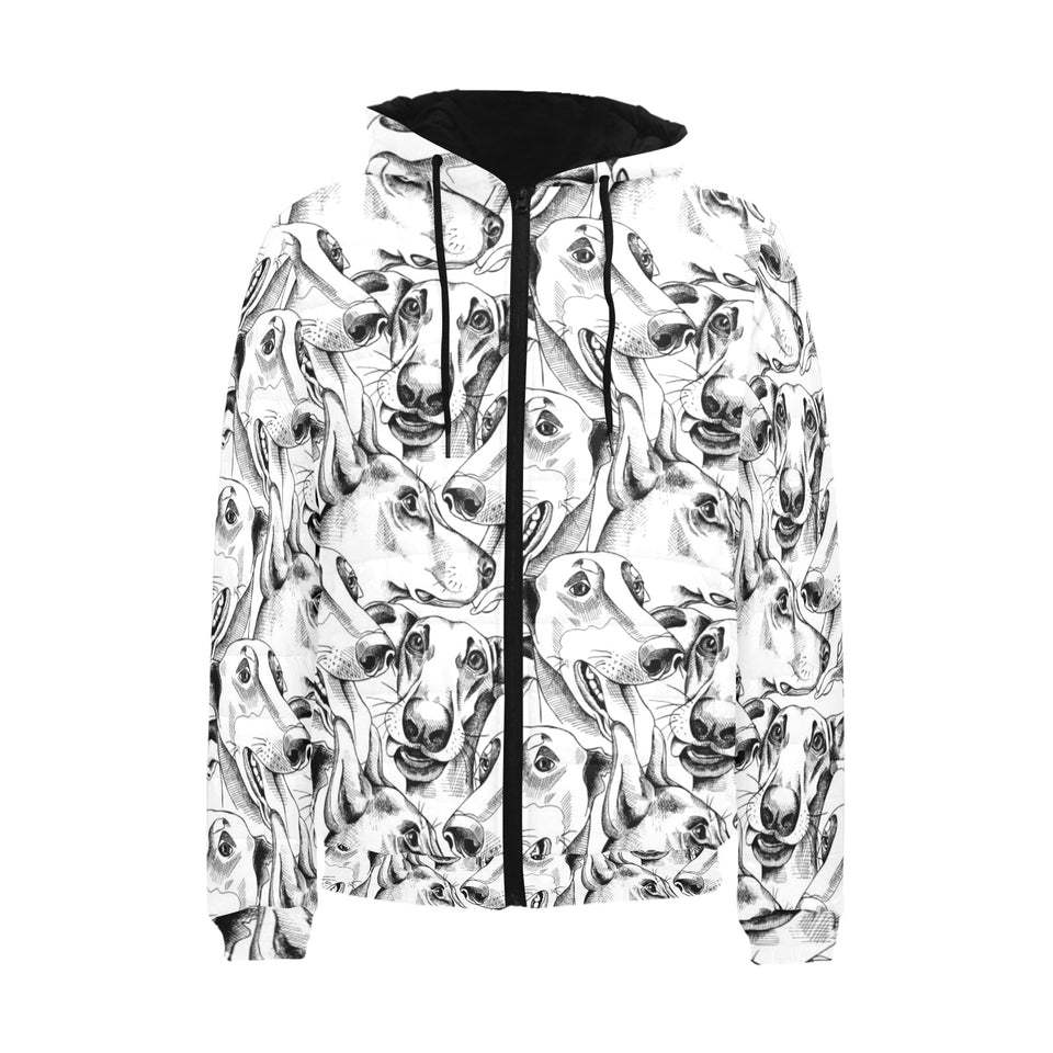 Greyhound Pattern Print Design 01 Men's Padded Hooded Jacket