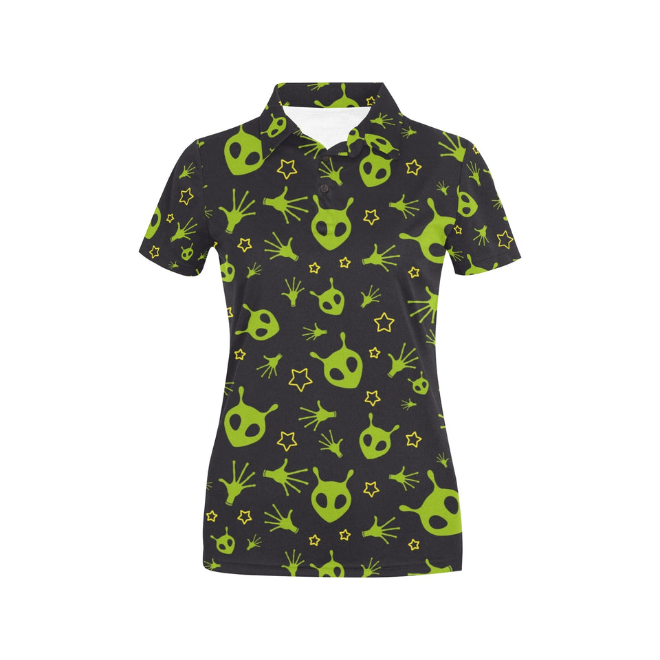 Alien Pattern Print Design 02 Women's All Over Print Polo Shirt