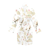 Beautiful Japanese cranes pattern Women's Long Sleeve Belted Night Robe