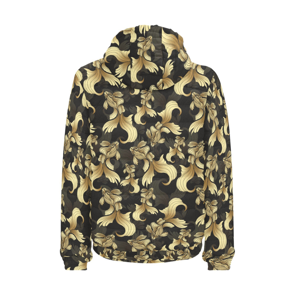 Goldfish Pattern Print Design 01 Men's Padded Hooded Jacket