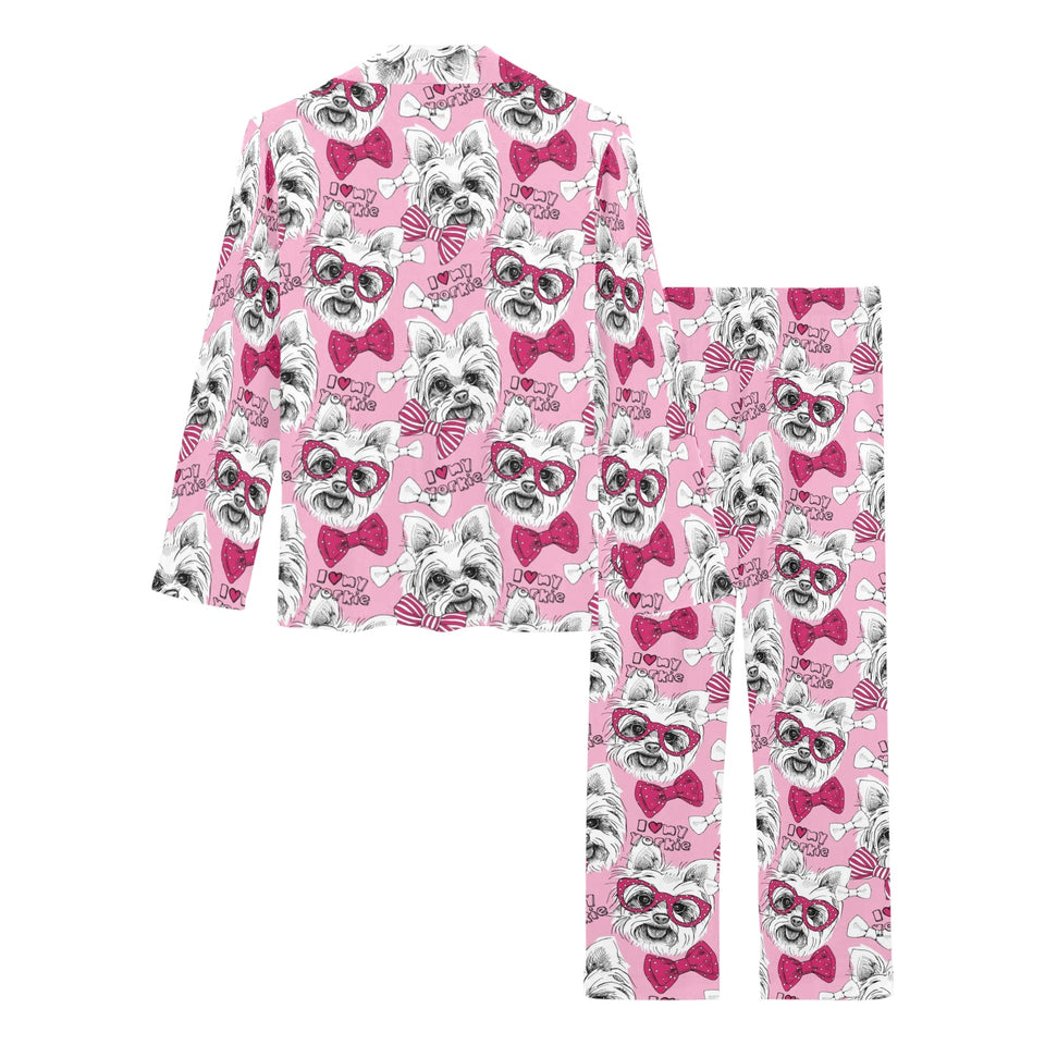 Yorkshire Terrier Pattern Print Design 03 Women's Long Pajama Set