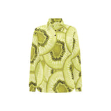 Sliced kiwi pattern Women's Long Sleeve Polo Shirt