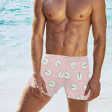 Clock pattern pink blackground Men's Swimming Trunks