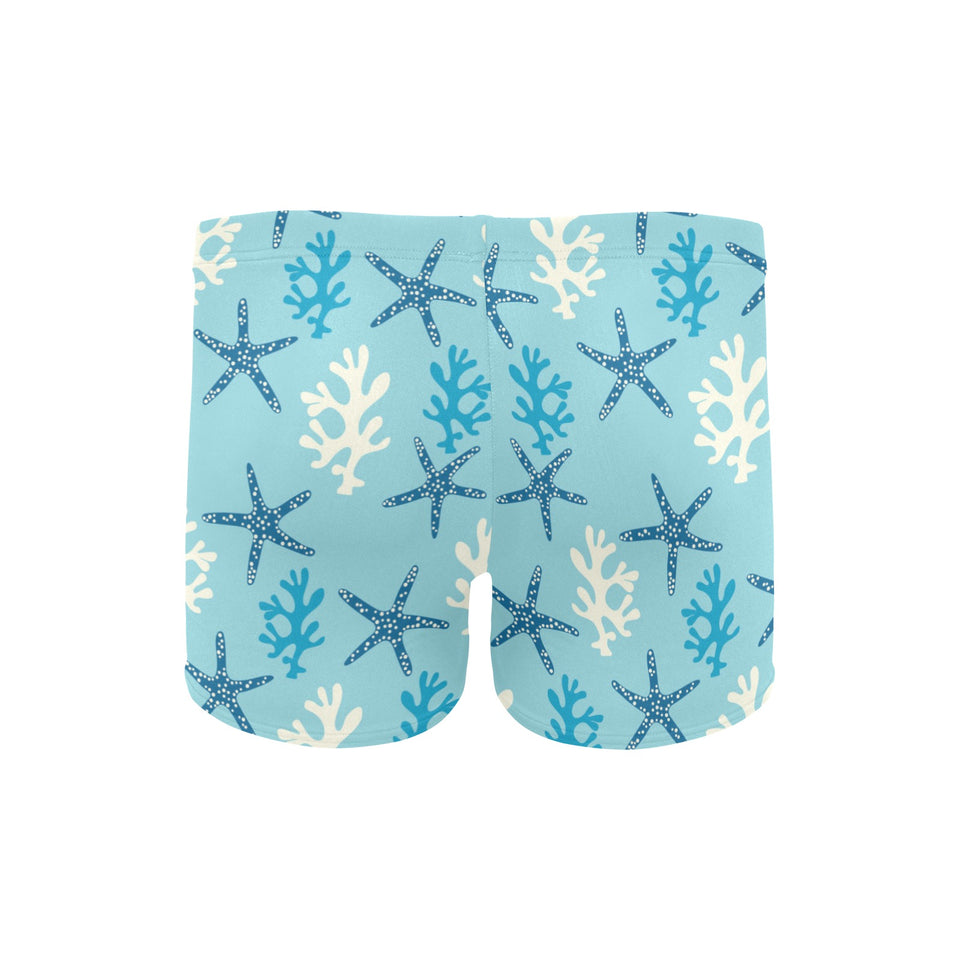 Blue starfish coral reef pattern Men's Swimming Trunks