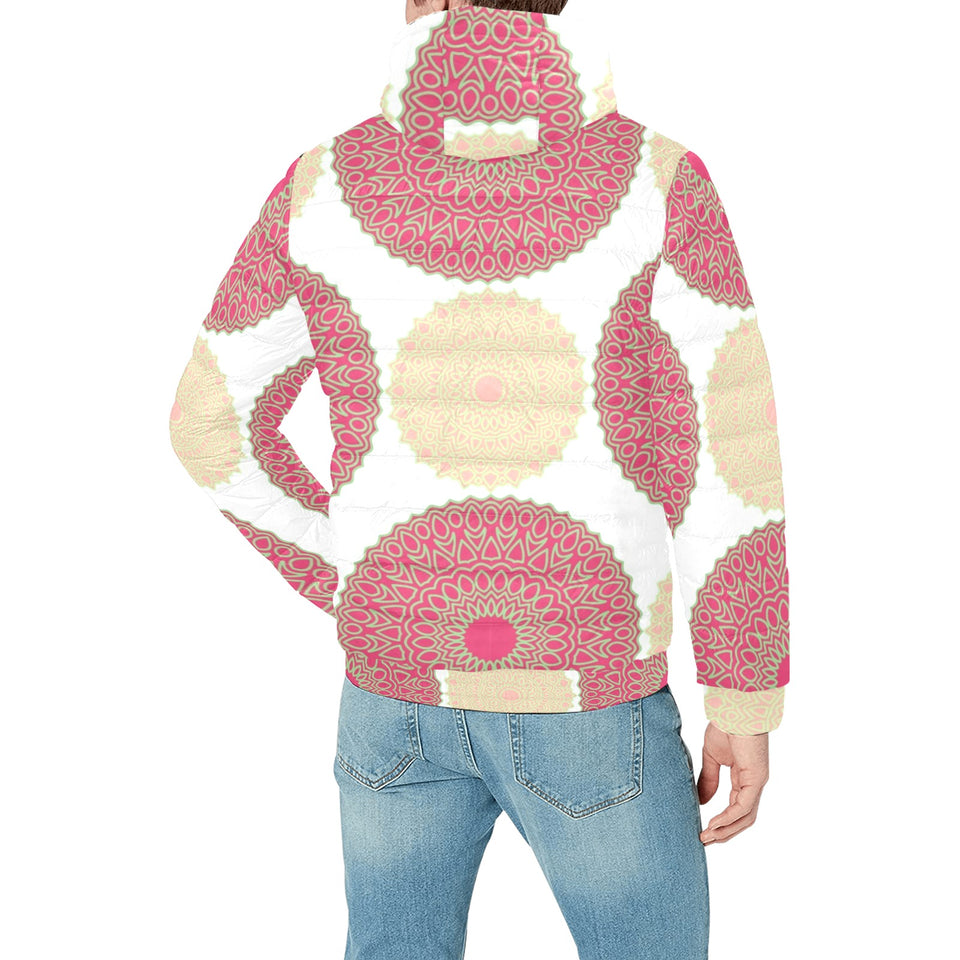 Circle indian pattern Men's Padded Hooded Jacket