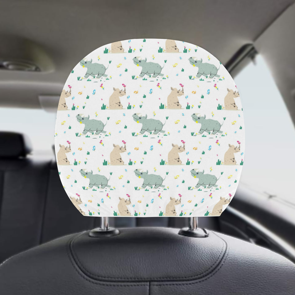 Cute Rhino pattern Car Headrest Cover
